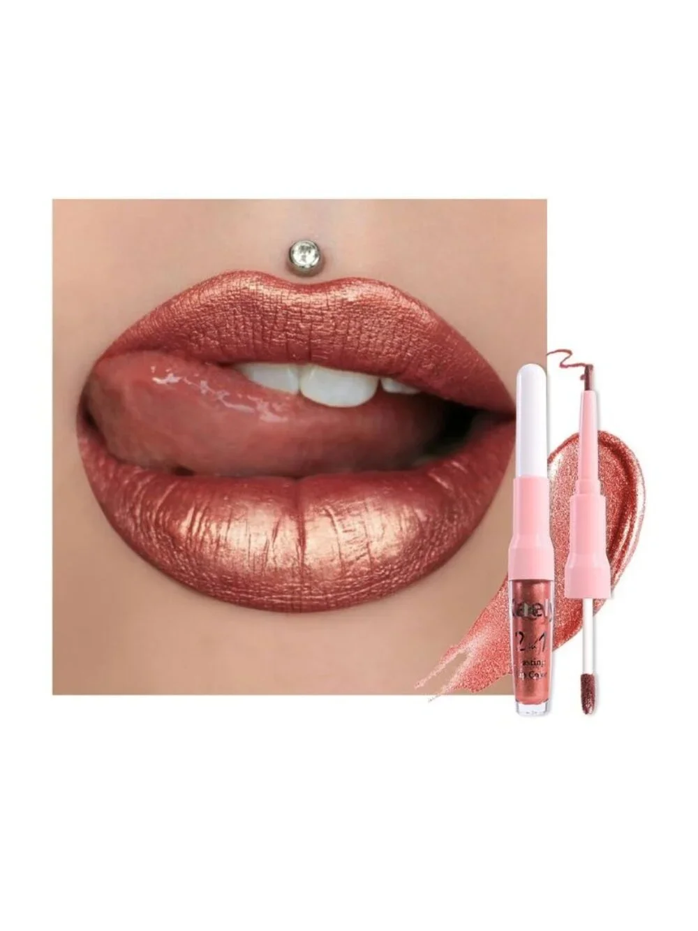 Womens 20# Copper-Metallic Glitter Liquid Lipstick lippies Lip Gloss